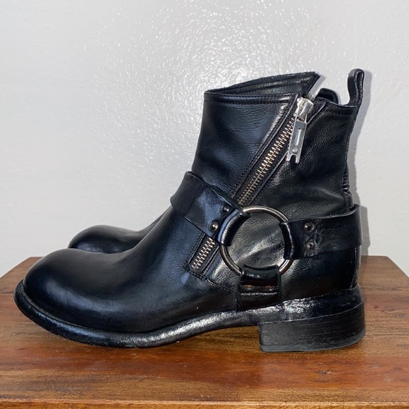 Free People x Lemargo Black Leather Moto Boots 8 - Picture 1 of 16